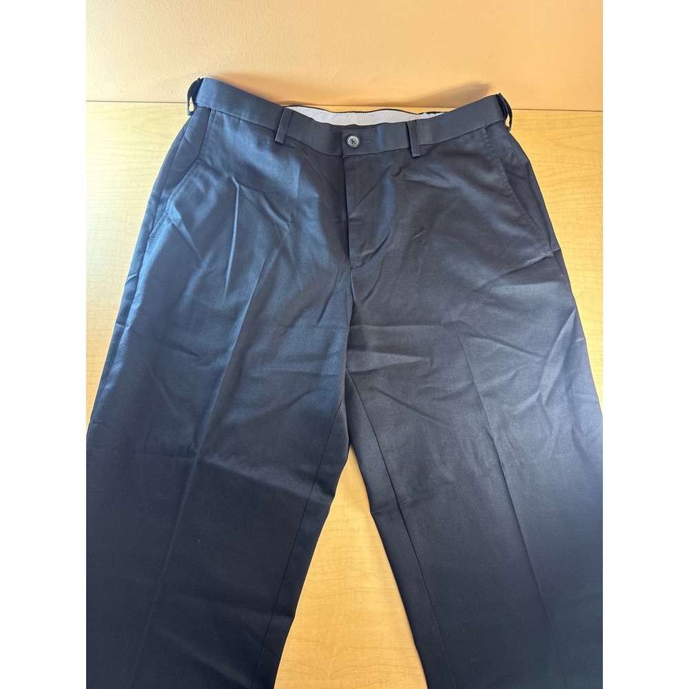Haggar Mens Premium No Iron Twill Classic Fit Pants Black 34x29 Stretch Trousers